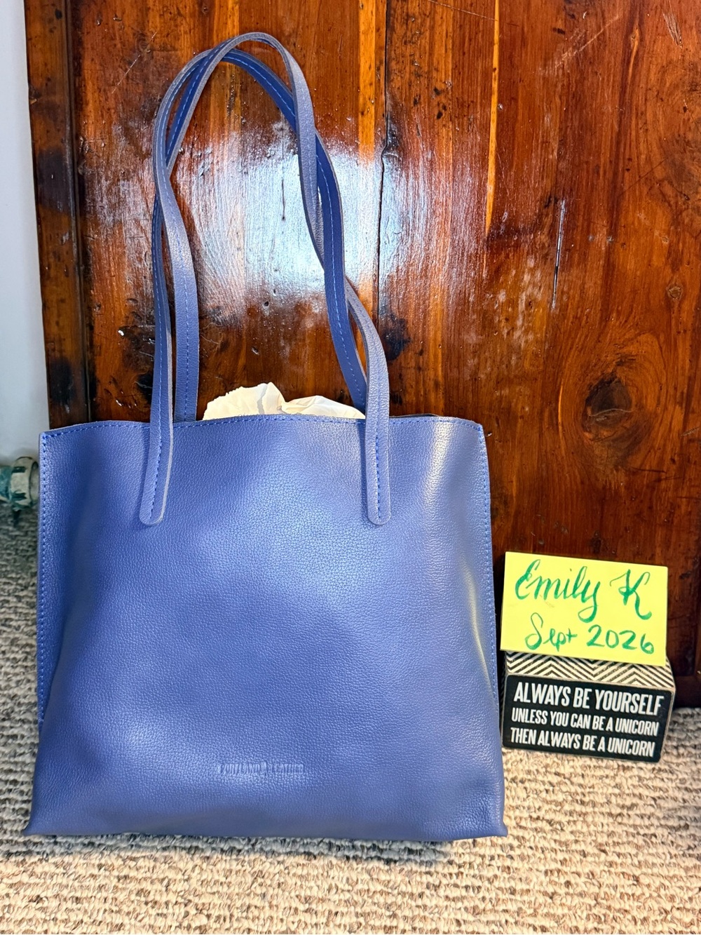 PLG Medium August Tote in Pebbled Indigo